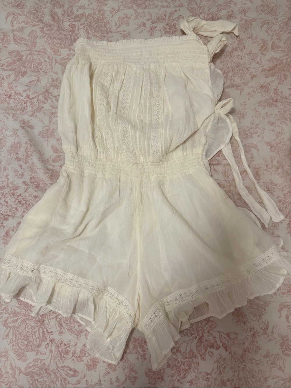 Free People Ivory Strapless Ruffle Romper - Picture 3 of 5